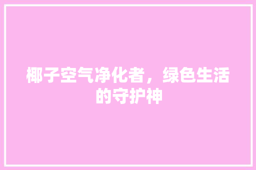 椰子空气净化者，绿色生活的守护神
