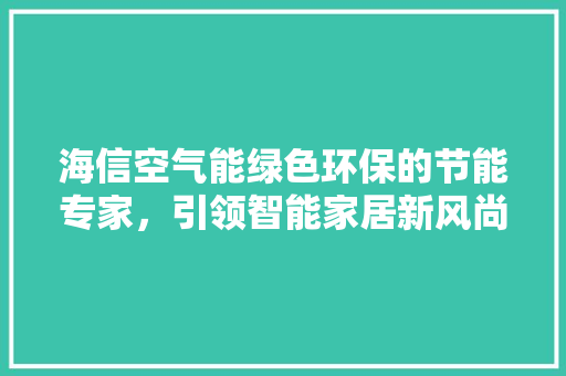 海信空气能绿色环保的节能专家，引领智能家居新风尚