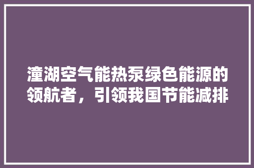 潼湖空气能热泵绿色能源的领航者，引领我国节能减排新风尚