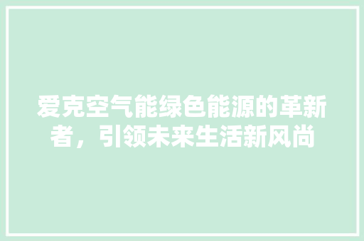 爱克空气能绿色能源的革新者，引领未来生活新风尚 综合便民