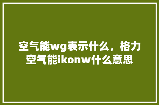 空气能wg表示什么，格力空气能ikonw什么意思