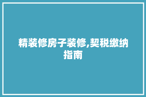 精装修房子装修,契税缴纳指南 精装修房子装修,契税缴纳指南 家电维修