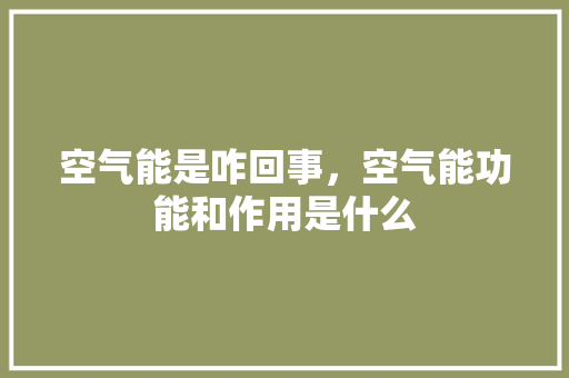 空气能是咋回事，空气能功能和作用是什么 汽车维修