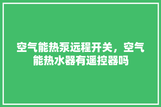 空气能热泵远程开关，空气能热水器有遥控器吗