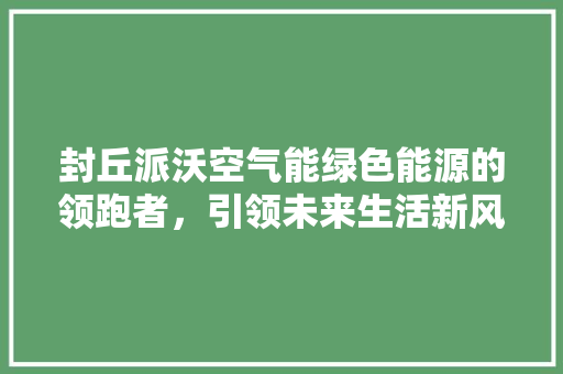 封丘派沃空气能绿色能源的领跑者，引领未来生活新风尚 汽车维修