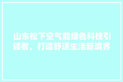 山东松下空气能绿色科技引领者，打造舒适生活新境界