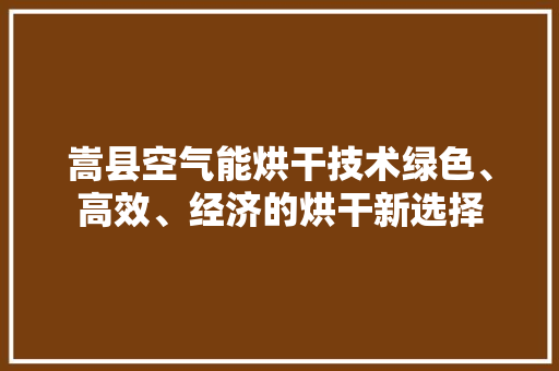 嵩县空气能烘干技术绿色、高效、经济的烘干新选择 综合便民