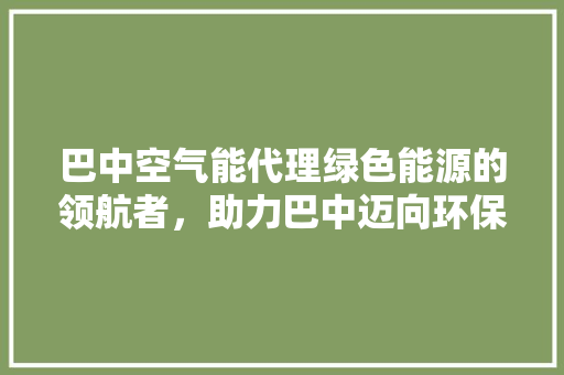 巴中空气能代理绿色能源的领航者，助力巴中迈向环保新篇章 家电维修