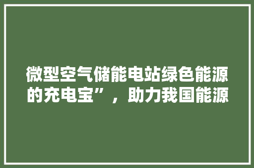 微型空气储能电站绿色能源的充电宝”，助力我国能源转型