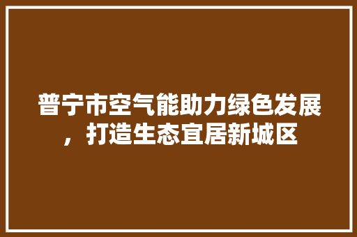 普宁市空气能助力绿色发展，打造生态宜居新城区 综合便民