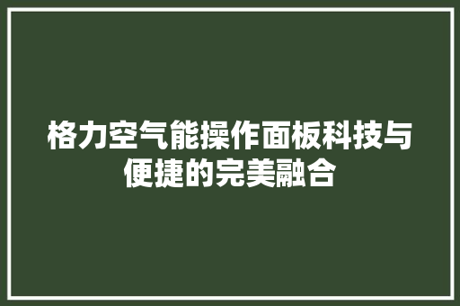 格力空气能操作面板科技与便捷的完美融合