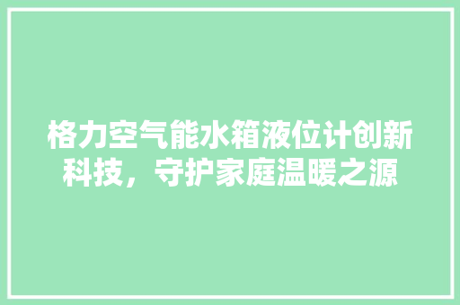 格力空气能水箱液位计创新科技，守护家庭温暖之源