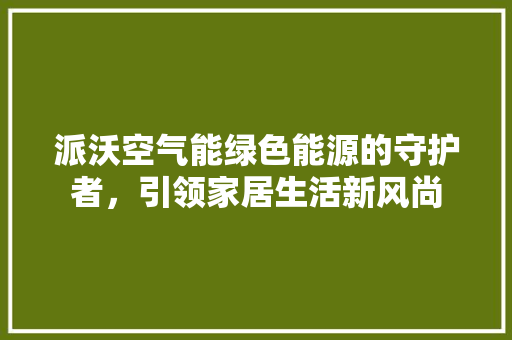 派沃空气能绿色能源的守护者，引领家居生活新风尚