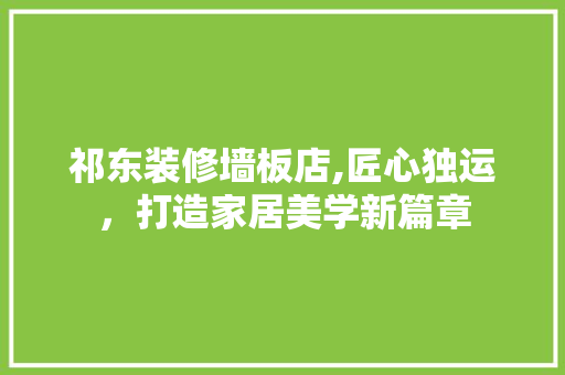 祁东装修墙板店,匠心独运，打造家居美学新篇章 祁东装修墙板店,匠心独运，打造家居美学新篇章 厨房维修