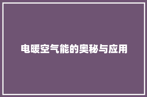 电暖空气能的奥秘与应用