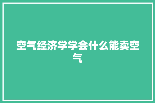 空气经济学学会什么能卖空气