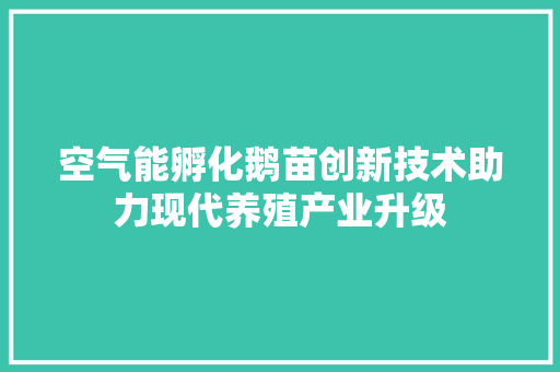空气能孵化鹅苗创新技术助力现代养殖产业升级