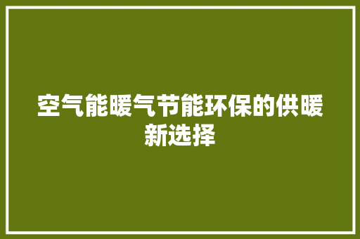 空气能暖气节能环保的供暖新选择 家电维修