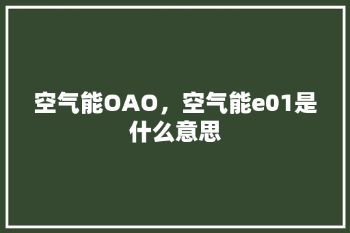 空气能OAO，空气能e01是什么意思