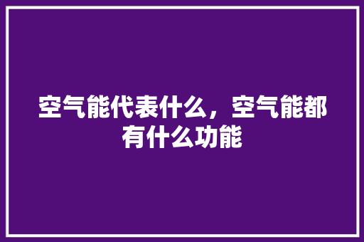 空气能代表什么，空气能都有什么功能 汽车维修