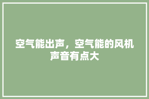空气能出声，空气能的风机声音有点大