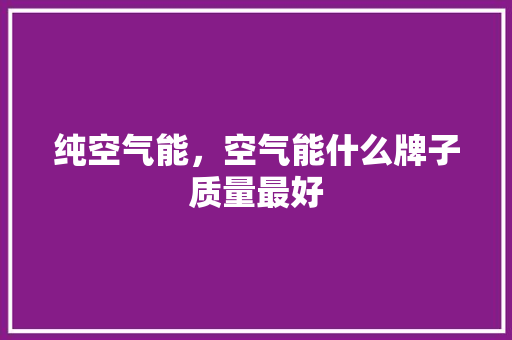纯空气能，空气能什么牌子质量最好 家电维修