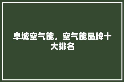 阜城空气能，空气能品牌十大排名