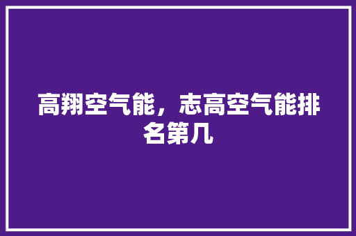 高翔空气能，志高空气能排名第几