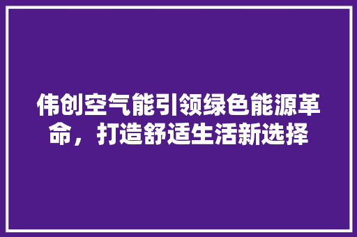 伟创空气能引领绿色能源革命，打造舒适生活新选择 墙体维修