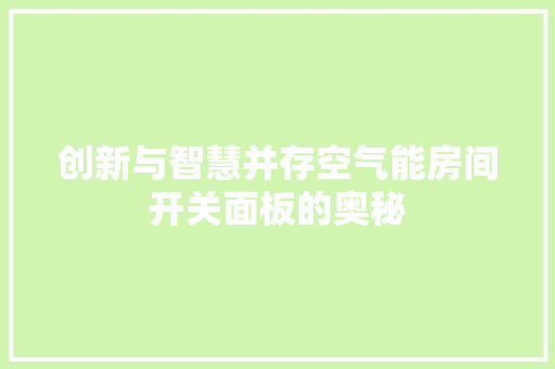 创新与智慧并存空气能房间开关面板的奥秘 家电维修