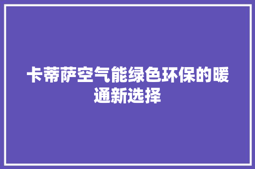 卡蒂萨空气能绿色环保的暖通新选择
