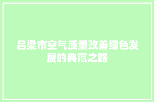 吕梁市空气质量改善绿色发展的典范之路 汽车维修