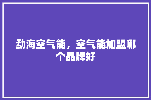 勐海空气能，空气能加盟哪个品牌好 厨房维修