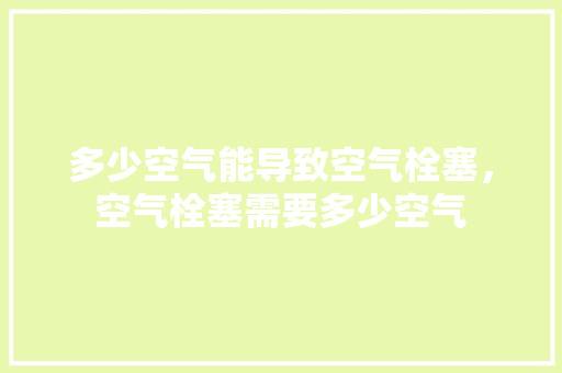 多少空气能导致空气栓塞，空气栓塞需要多少空气