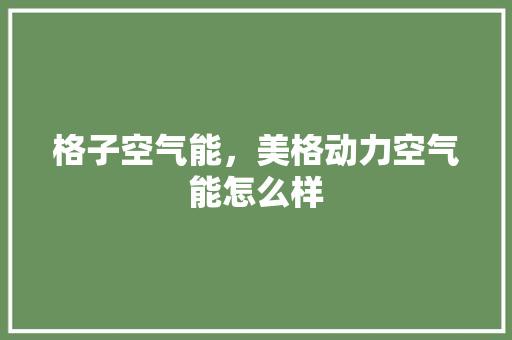 格子空气能，美格动力空气能怎么样
