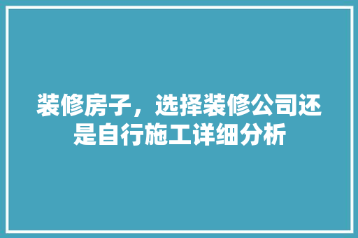 装修房子，选择装修公司还是自行施工详细分析 装修房子，选择装修公司还是自行施工详细分析 墙体维修