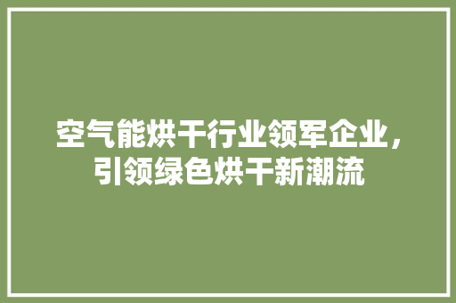 空气能烘干行业领军企业，引领绿色烘干新潮流 墙体维修