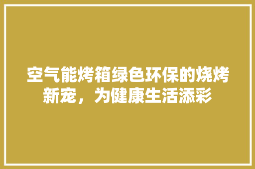 空气能烤箱绿色环保的烧烤新宠，为健康生活添彩