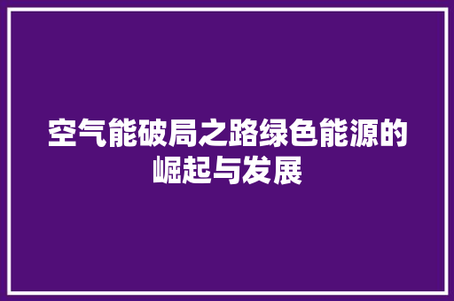 空气能破局之路绿色能源的崛起与发展 汽车维修