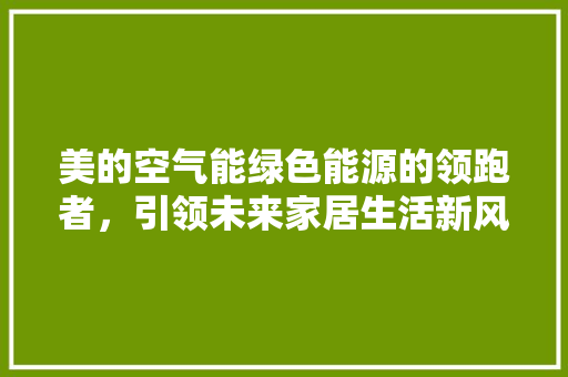 美的空气能绿色能源的领跑者，引领未来家居生活新风尚