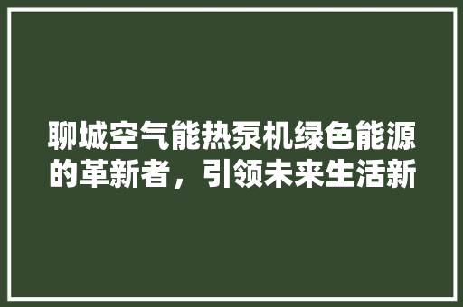聊城空气能热泵机绿色能源的革新者，引领未来生活新风尚