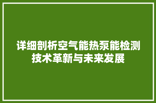 详细剖析空气能热泵能检测技术革新与未来发展 家电维修