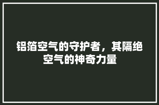 铝箔空气的守护者，其隔绝空气的神奇力量