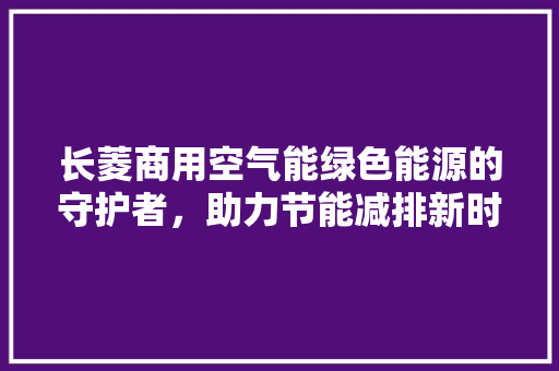 长菱商用空气能绿色能源的守护者，助力节能减排新时代 汽车维修