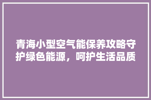 青海小型空气能保养攻略守护绿色能源，呵护生活品质