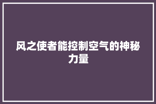 风之使者能控制空气的神秘力量