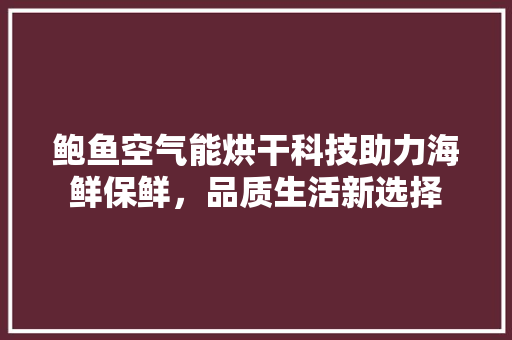 鲍鱼空气能烘干科技助力海鲜保鲜，品质生活新选择 厨房维修