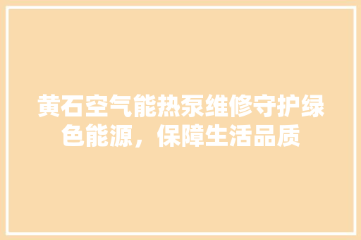 黄石空气能热泵维修守护绿色能源，保障生活品质 厨房维修