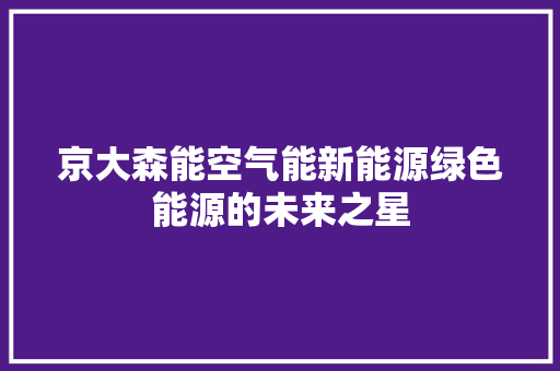 京大森能空气能新能源绿色能源的未来之星 家电维修