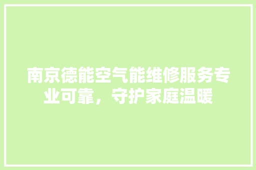 南京德能空气能维修服务专业可靠，守护家庭温暖